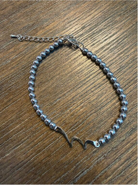 Unbranded Silver Beaded Wave Charm Bracelet One Size